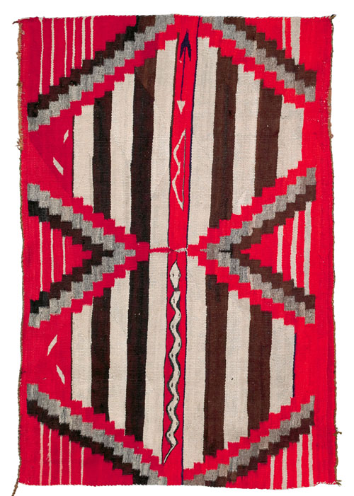 Appraisal: Southwest regional pictorial blanket ca with snake bow and arrow