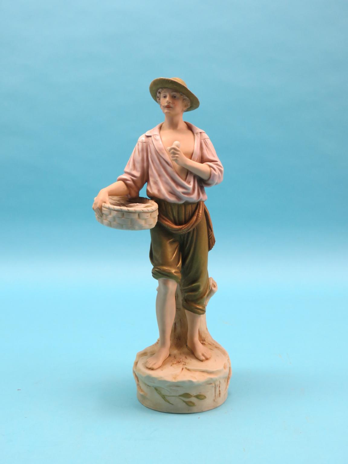 Appraisal: A Royal Dux figure male fisherman with pipe and catch