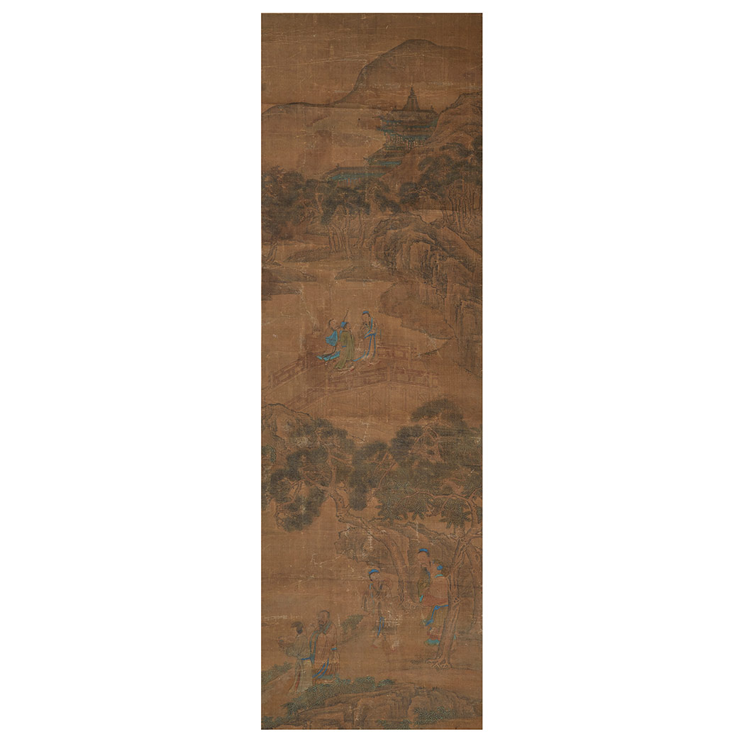 Appraisal: Chinese School Qing Dynasty Hanging scroll sages in a landscape