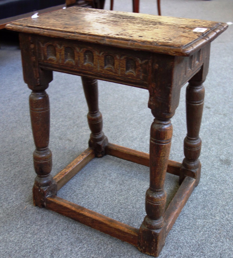 Appraisal: A th century and later oak joint stool on turned