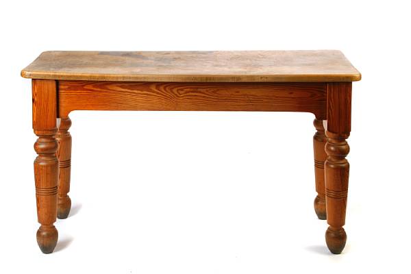 Appraisal: An American classical work table with associated top height in