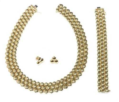 Appraisal: GOLD NECKLACE WITH BRACELET AND STUD EARRINGS PIAGET Yellow gold