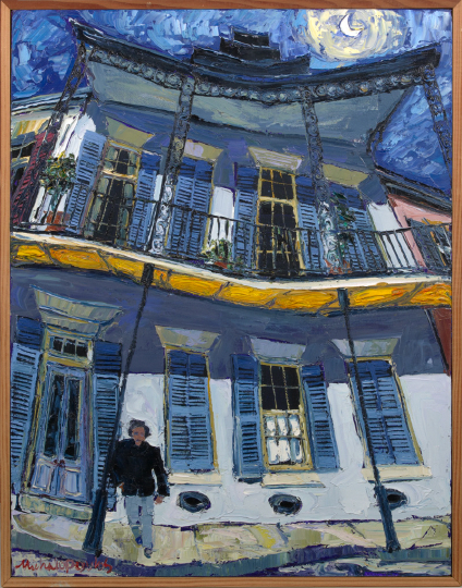 Appraisal: James Michalopoulos American New Orleans b Leaning Ralph oil on