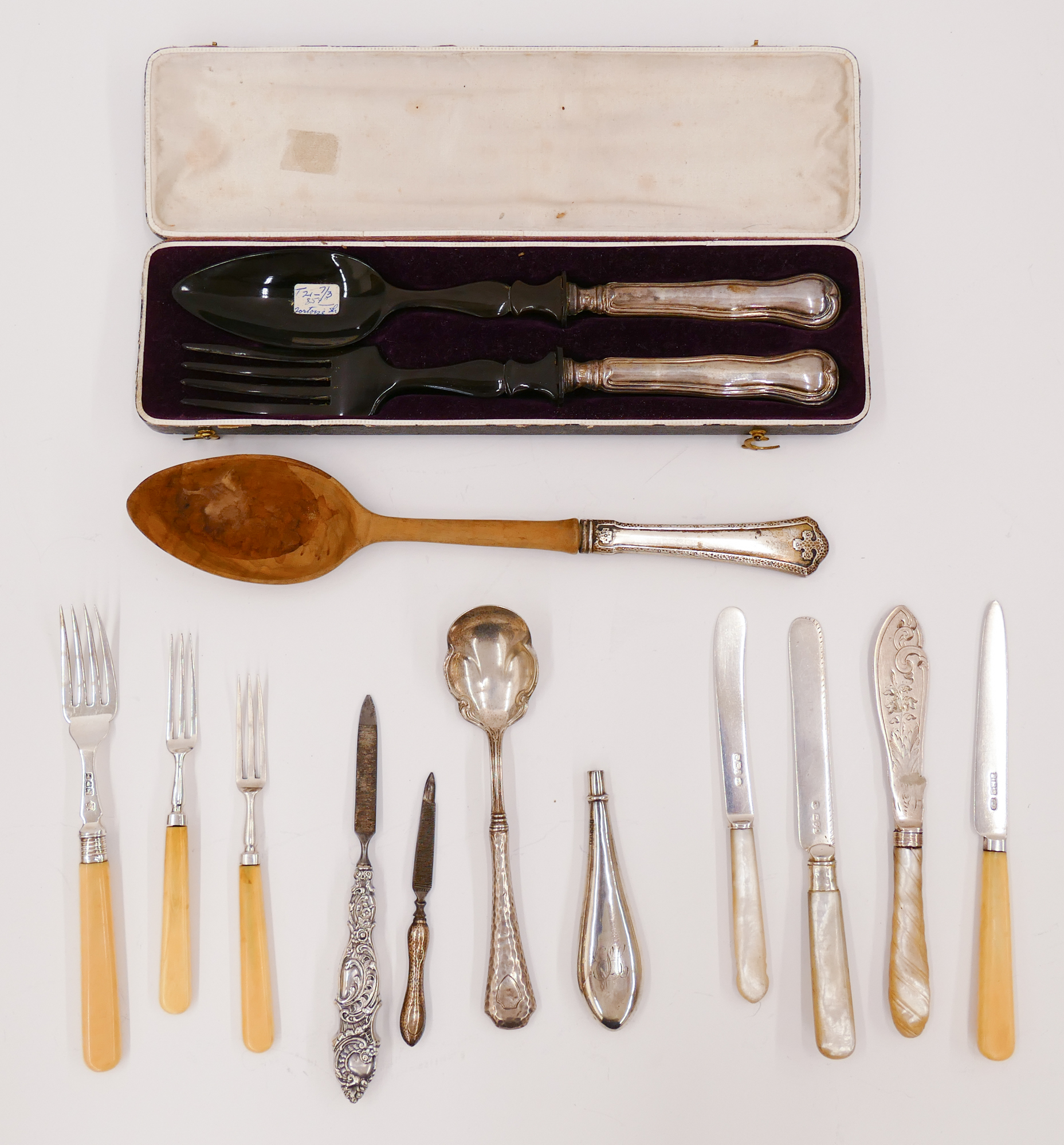 Appraisal: Box Filled Sterling Handle Salad Servers and Sterling Fish Sets