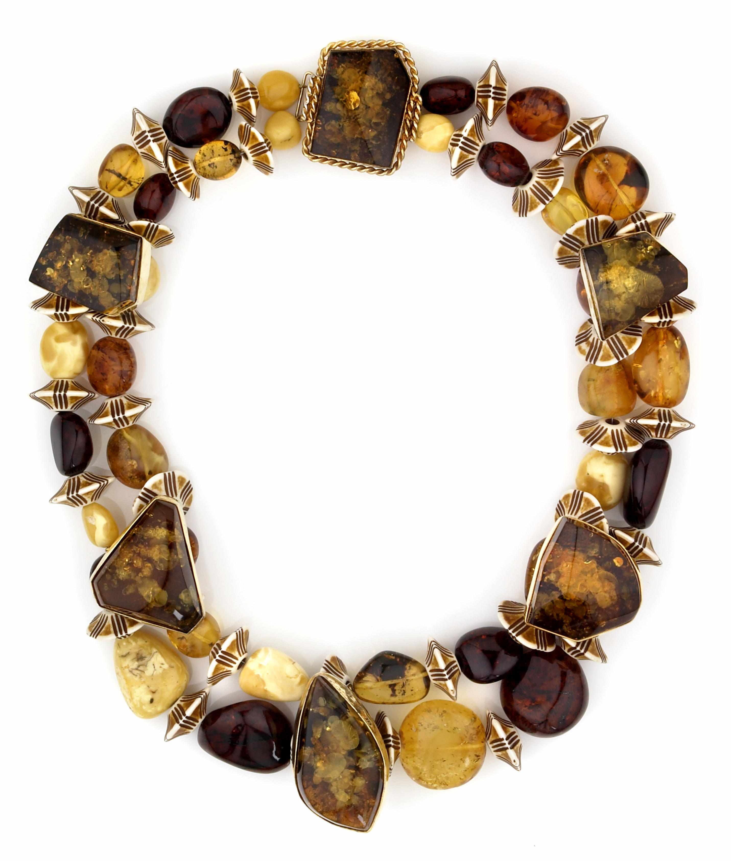 Appraisal: Tony Duquette American - sAn amber bone and vermeil necklace