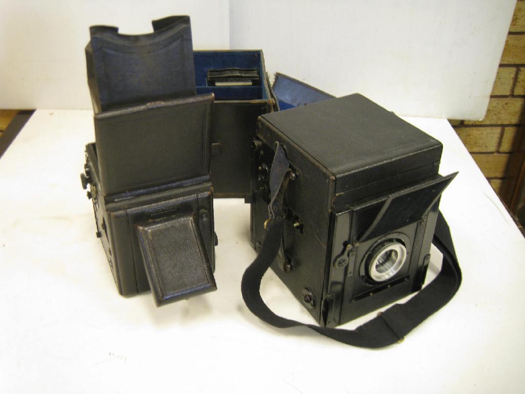 Appraisal: Four early folding plate type Box Cameras