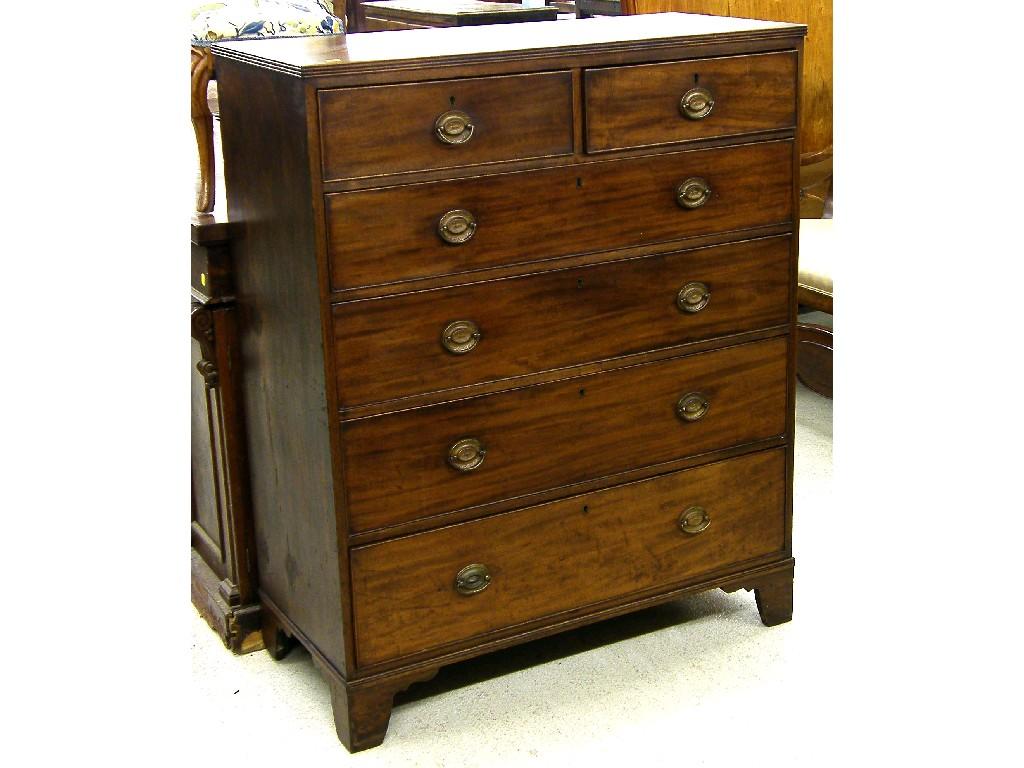 Appraisal: Good early th century mahogany tall chest the reeded top