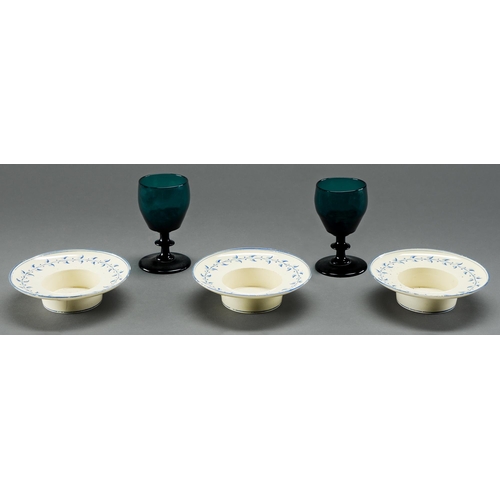 Appraisal: A pair of Victorian green wine glasses the ovoid bowl