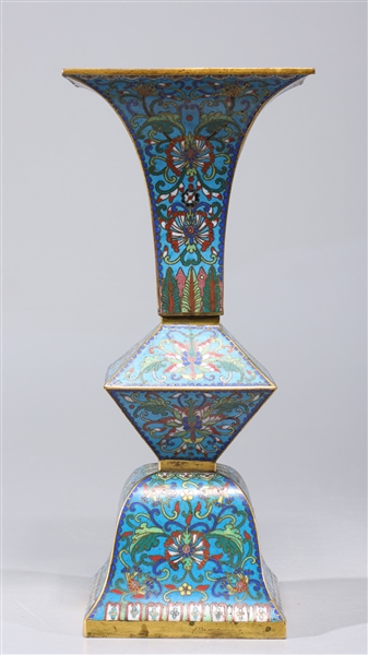 Appraisal: Chinese cloisonne enamel sectional beaker vase incised six character Qianlong