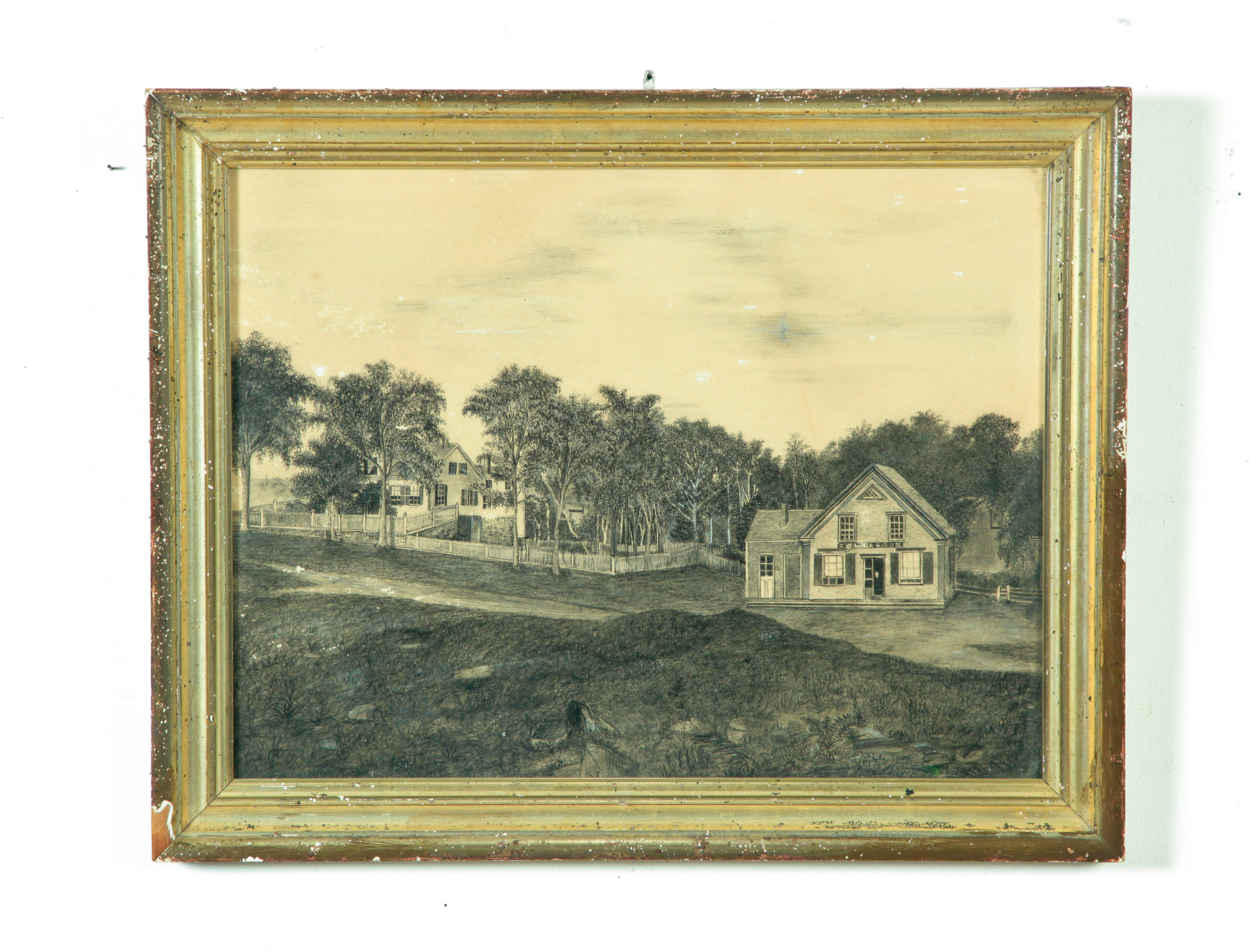 Appraisal: DRAWING OF HOUSE AND SHOP AMERICAN SCHOOL LATE TH CENTURY