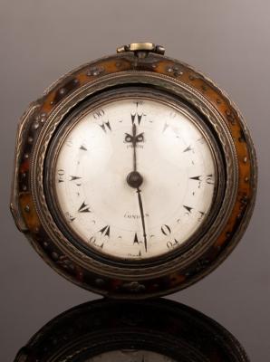 Appraisal: An early th Century tortoiseshell and silver triple-cased pocket watch