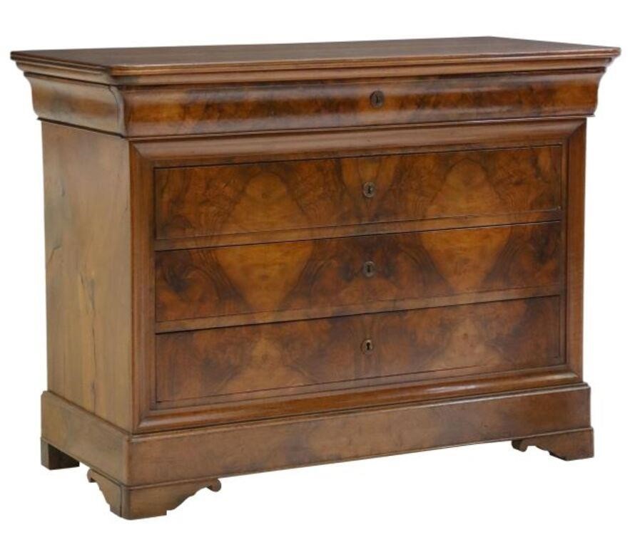 Appraisal: French Louis Philippe period burled walnut commode mid th c