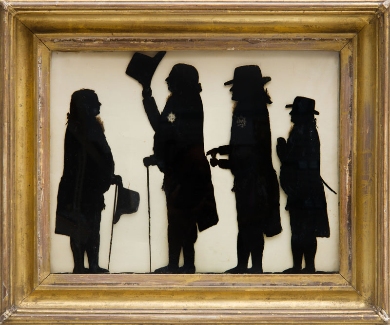 Appraisal: CHARLES ROSENBERG SILHOUETTE CONVERSATION GROUP GEORGE III SALUTING LORD CHESLEGH