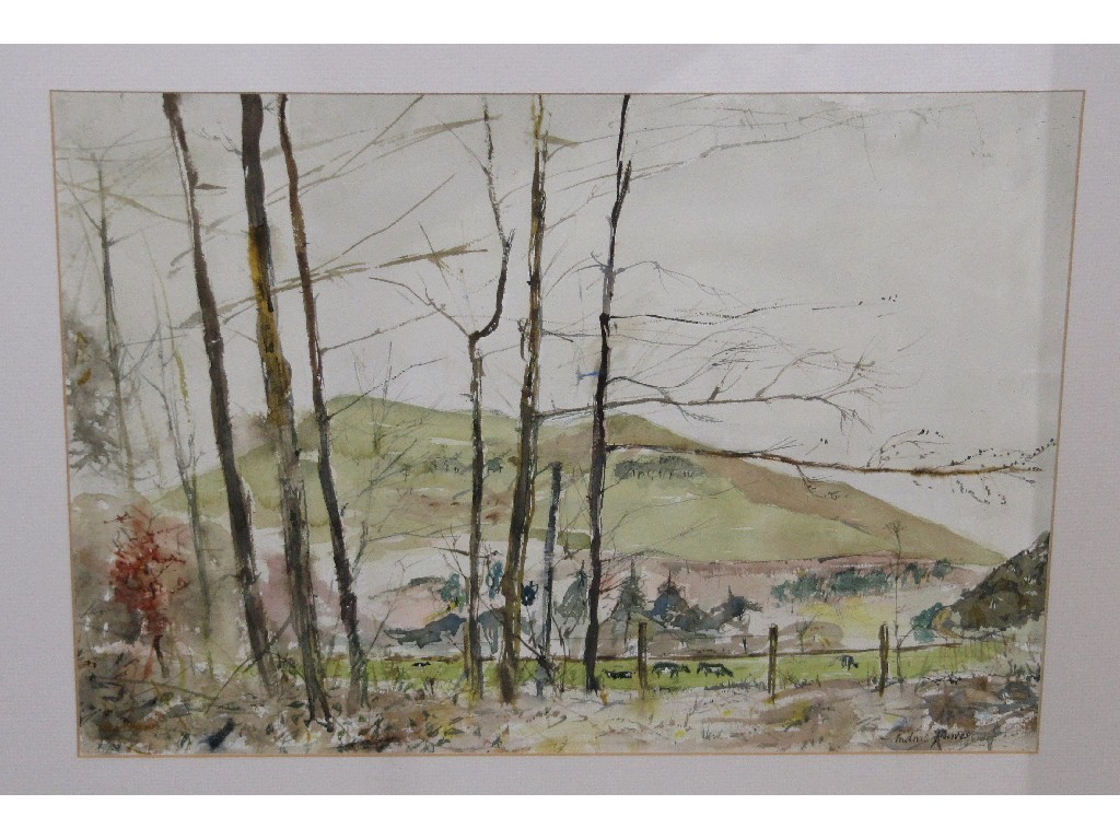 Appraisal: ANDREW PURVES Pen and wash 'Rainy day at Flotterstone' signed