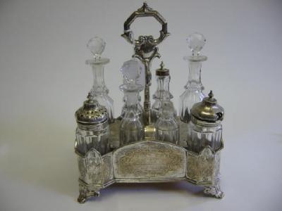 Appraisal: A VICTORIAN CONDIMENT STAND maker George Angell London the oblong