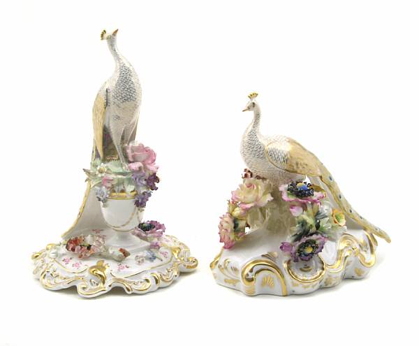 Appraisal: Two Royal Crown Derby porcelain models of peacocks height of