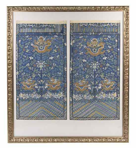 Appraisal: A Pair of Chinese Gauze Frontals the rectangular panels each