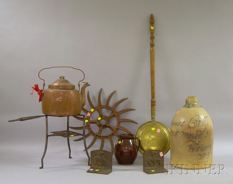 Appraisal: Eight Assorted Country and Decorative Items a cobalt decorated four-gallon