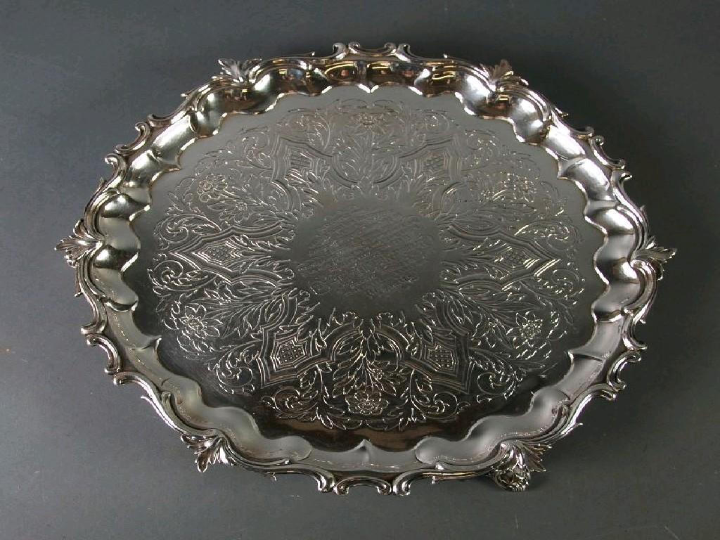 Appraisal: EARLY VICTORIAN SILVER SALVER the centre engraved with a presentation