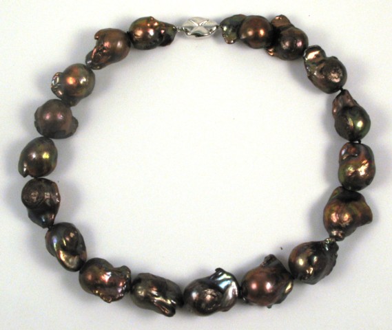 Appraisal: FRESHWATER BAROQUE PEARL NECKLACE strung with brown iridescent baroque pearls