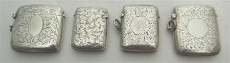 Appraisal: A group of engraved silver vesta cases each of typical