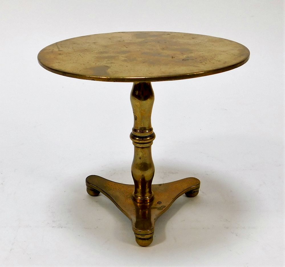 Appraisal: C American Miniature Brass Candlestand Table United States th Century