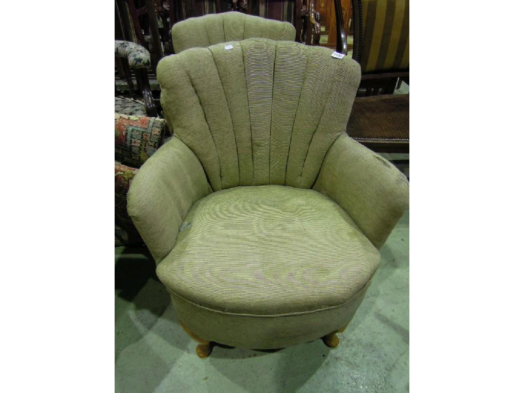 Appraisal: A pair of upholstered occasional chairs with fan shaped backs