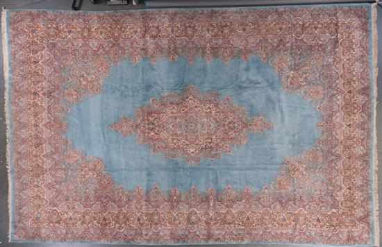 Appraisal: Kerman medallion rug Iran circa x Estimate - Stains fading