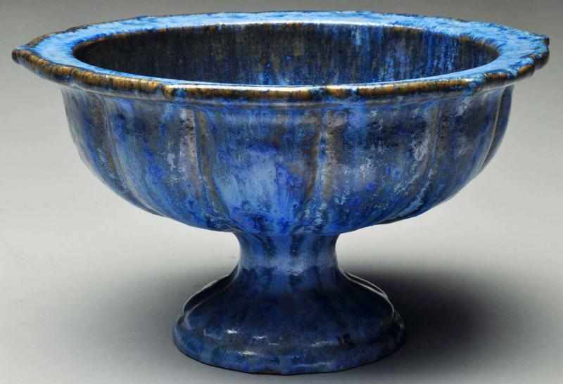 Appraisal: Fulper Footed Center Compote Description Blue crystalline glaze Racetrack Fulper