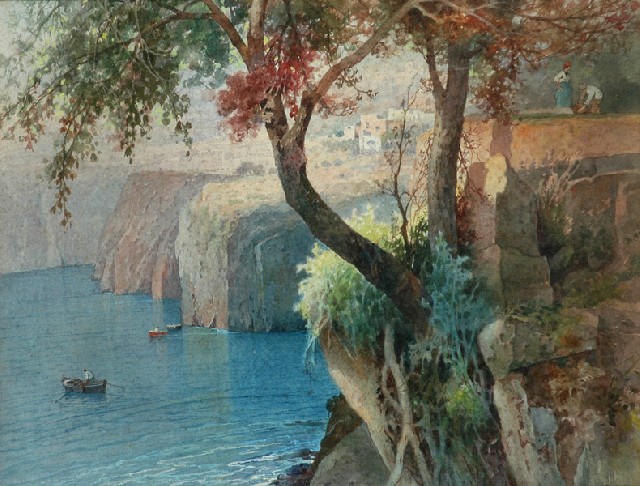 Appraisal: Salvatore Petruolo Italian - Coastal Scene Possibly Capri watercolour signed