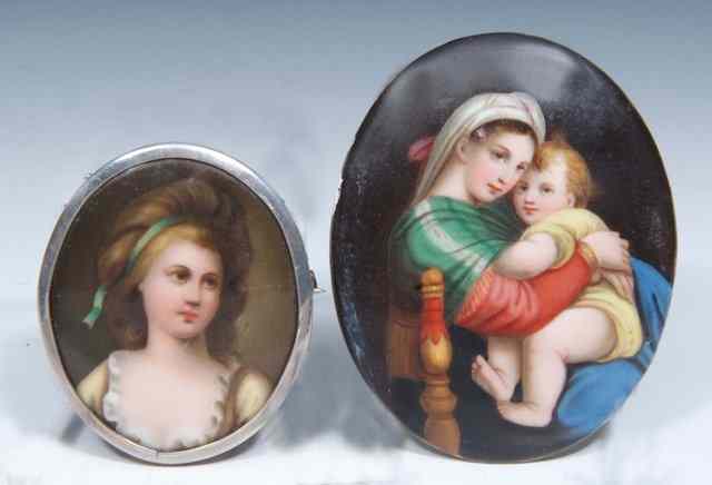 Appraisal: A PORCELAIN OVAL PAINTED MINIATURE of The Holy Family after