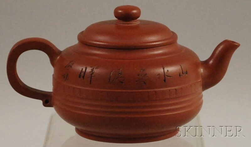 Appraisal: Yi Hsing-style Pottery Teapot China th century ht in