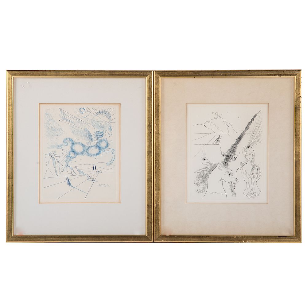 Appraisal: Salvador Dali Lot of Two Etchings Spanish - Pegasus in