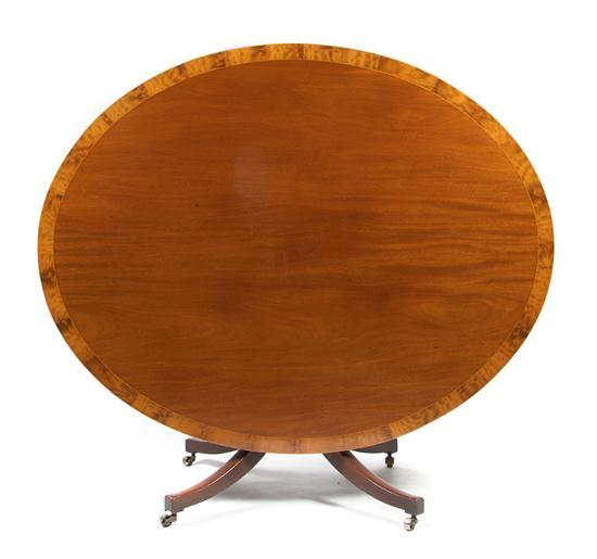 Appraisal: Regency Style Mahogany Breakfast Table the oval top tilting above