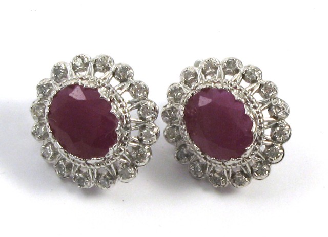 Appraisal: PAIR OF RUBY AND DIAMOND EARRINGS each k white gold