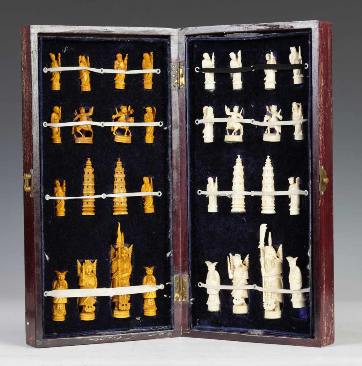 Appraisal: Early th Century Carved Ivory Chess Set Condition Some wear