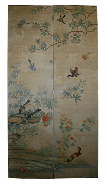 Appraisal: A chinoiserie style four panel screen panels separated height ft