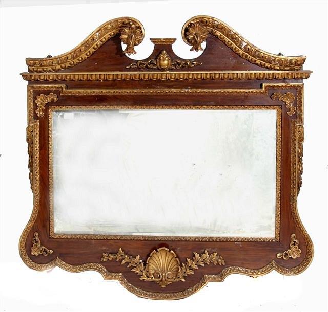 Appraisal: A WILLIAM KENT STYLE PARCEL GILT AND PAINTED MIRROR circa