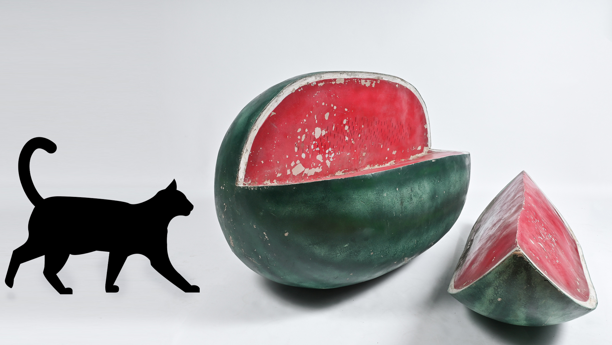 Appraisal: LARGE FOLK ART ADVERTISING WATERMELON Probably painted fiberglass cut into