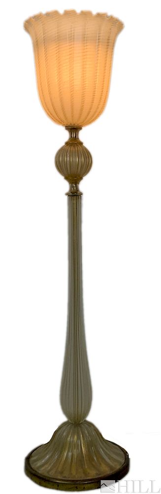 Appraisal: Elegant Murano Gold Flecked Art Glass Floor Lamp Murano Glass