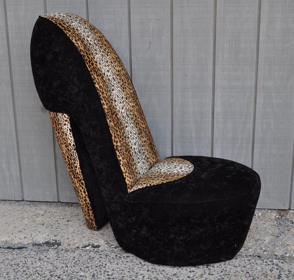 Appraisal: Contemporary Shoe Form Chair with black and animal print velvet