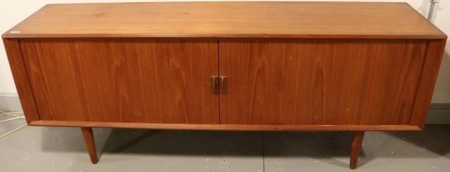 Appraisal: MID-CENTURY MODERN DANISH SIDEBOARD INTERIORWITH SHELVES AND DRAWERS TWO TAMBOUR