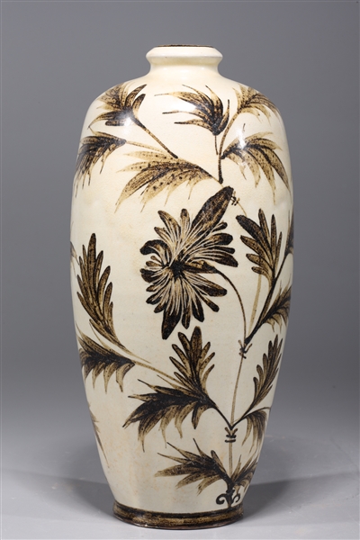 Appraisal: Black and white Chinese Song style porcelain vase with foliate