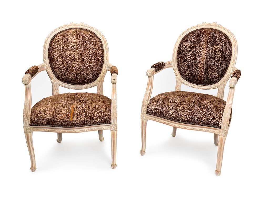 Appraisal: A Pair of Louis XVI Style Carved and White Washed