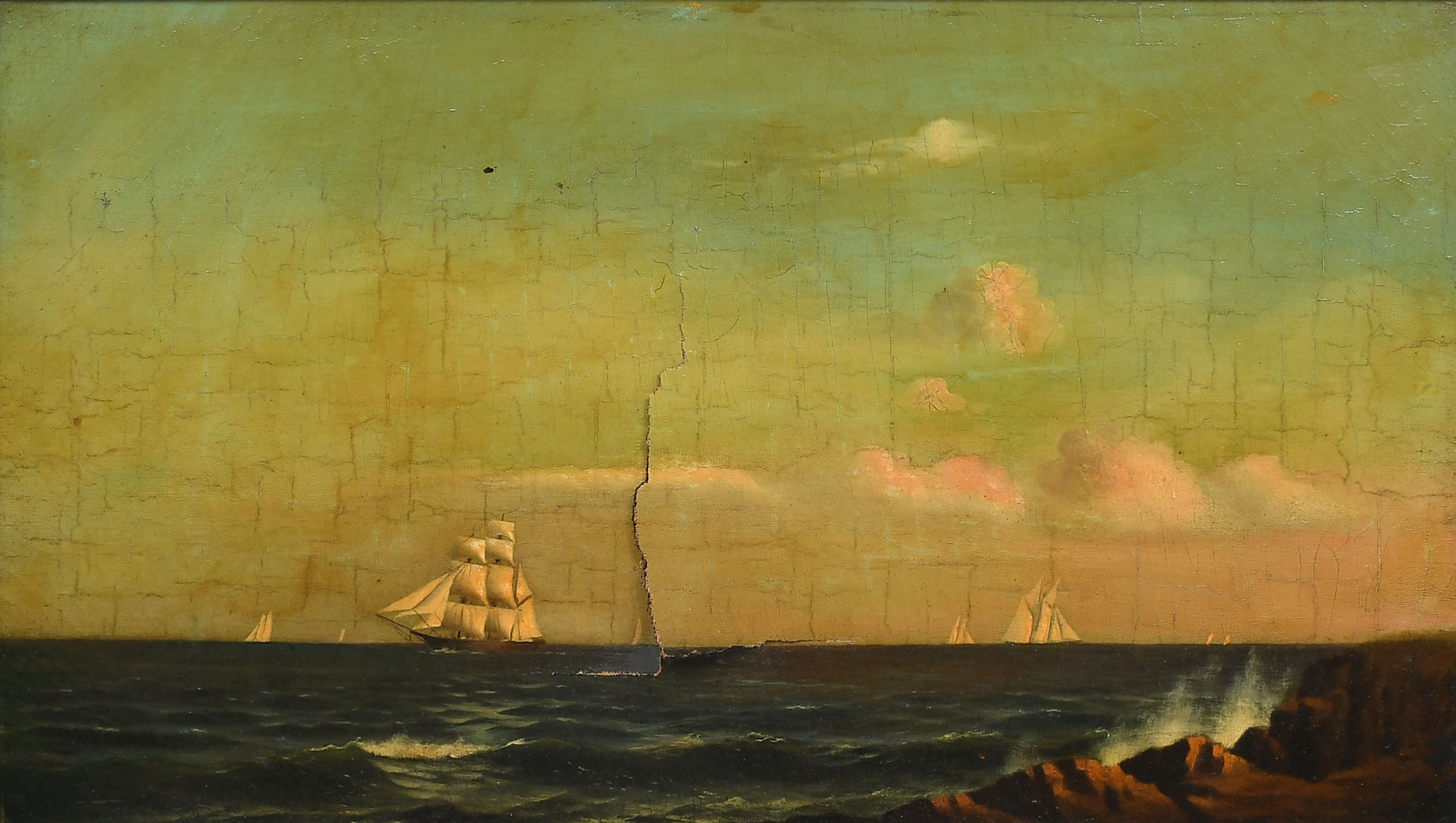 Appraisal: TH C MARITIME PAINTING Sailing Ships off the Coast Oil