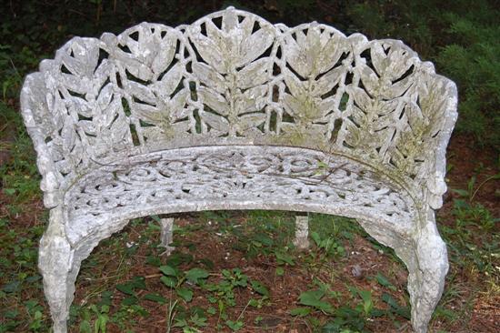 Appraisal: ANTIQUE WROUGHT IRON LEAF BENCH