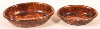 Appraisal: Two Rockingham Glazed Yellowware Oval Bowls Heavy molded rims -