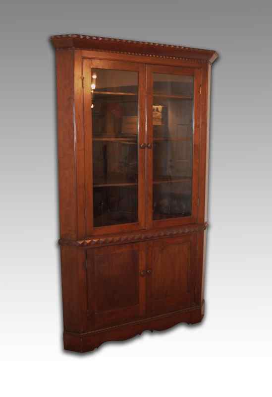 Appraisal: th C HANDCRAFTED CORNER CABINET Tramp art style with diamond