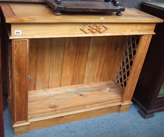 Appraisal: A th century hardwood floor standing open bookshelf with two