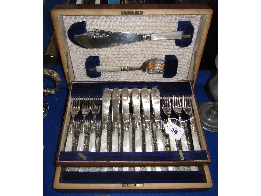 Appraisal: Twenty four piece EP and mother of pearl fish cutlery